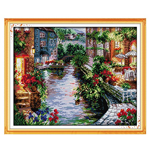 QIMEI-SHOP Punto de Cruz,Conjunto de Kit de Punto de Cruz de Bordado Que Incluye Hilos de Color Dibujo de Aguja de paño de algodón 48 * 40cm