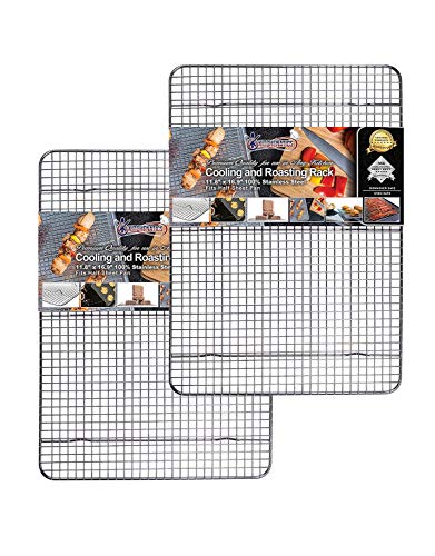 Rejilla Para Enfriar y Hornear de Acero Inoxidable, Parrilla Para Horno Para La Mayoría de Bandejas de Horno - Bandeja Para Galletas y Bizcochos, Utensilios de Repostería - 29,97 x 42,93 cm (2 PACK)