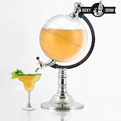 Ricky Drink Globe Dispensador de Bebidas, Plateado, 20x16x31 cm, 1 Unidad