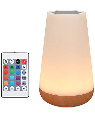 salipt Luz de Nocturna LED, Lámpara de Mesita de Noche Inteligente, Control Tactil, Regulable, USB Recargable, Portátil, Cambio de Color RGB para Niños, Habitación, Cámping (Blanco Cálido)