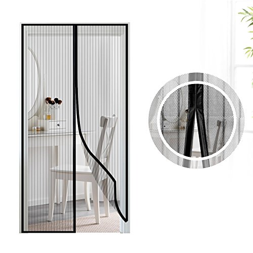 Samione Mosquitera Puerta magnetica, Fiberglass magnético Puerta de la Pantalla de Insectos, protección de Insectos Cortina magnética Mosca Cortina para Sala de Estar balcón, (100 * 220cm,Negro)