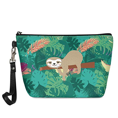 Seanative pu cuero cremallera embrague bolsa para mujeres niñas estilo hawaii perezoso diseño viaje pequeño cuidado de la piel neceser cosméticos bolsa