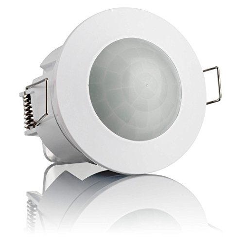 SEBSON® Detector de Movimiento Empotrable, Interior, Montaje en Techo, programable, Sensor de Infrarrojos, Alcance 6m / 360°, LED Adecuado