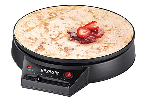 Severin CM 2198 Crepera, Incl. Espátula y Volteador de Crepes de Madera, 1.000 W, 1000 W, Negro