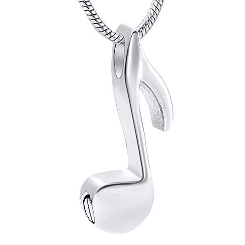 SexyGF Cadena Libre Cenizas Joyería de cremación de Descuento Venta al por Menor Shiny Music Note Collar de urna Conmemorativa de Acero Inoxidable para Cenizas humanas