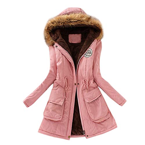 SHOBDW Invierno Mujeres Moda Informal más Gruesa Slim sólido Abajo Chaqueta Abrigo (Rosado, M)