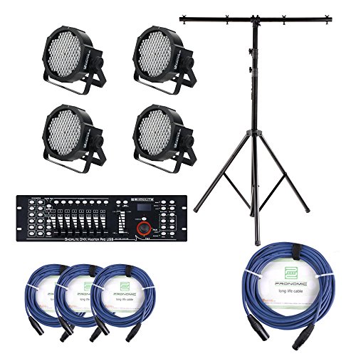 Showlite FLP-144 set de 4x incl. DMX Controler Master Pro USB + tripode + cable