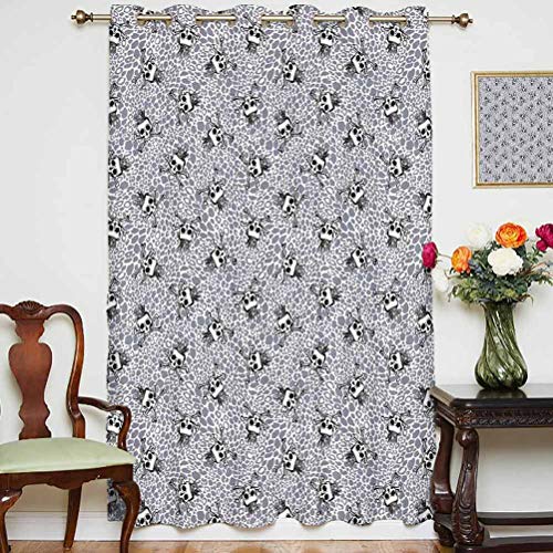 Skulls - Cortina de puerta corredera con diseño de calavera coronada con huesos cruzados con diseño de animales, cortinas impresas, panel individual de 160 x 114 cm, para sala de estar