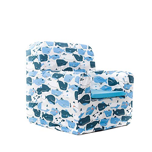 SLEEPAA Sillon bebe azul 1-4 años Desenfundable Lavable Resistente Seguro Ligero Cómodo Decoracion muebles niños Fabricado en España 40x40x42 cm (Happy Whales)