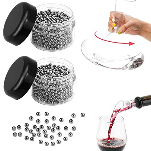 SNY Bolas de Limpieza Acero Inoxidable,Bolas Mágicas de Limpieza,Acero Inoxidable Decanter Bolas de Limpieza,Perlas de Limpieza de Botellas,para Floreros y Cristalería Botellas de Vino,Decantadores