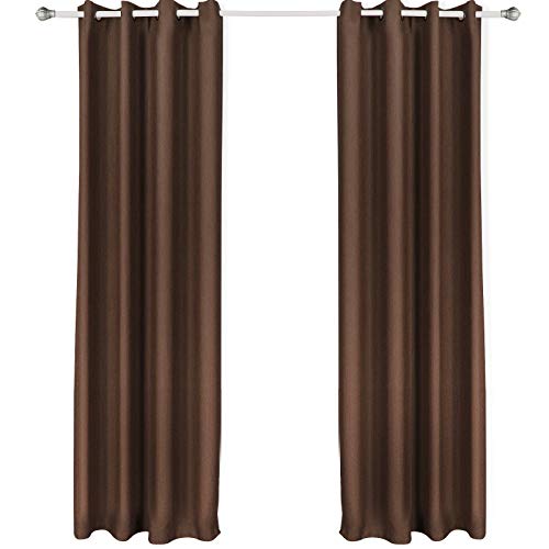 SONGMICS Cortina Ocultante con 8 Ojales, 100% Poliéster, 145 x 245 cm, Color Chocolate LRB245K-2