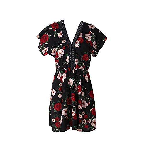 SONGYU-Mujer Vestido El temperamento de vestir for mujer de Maxi Vestidos Vestido a media pierna conmuta V-cuello corto de impresión de manga corta falda de línea A-4 Tamaño opcional Vestido Largo Muj