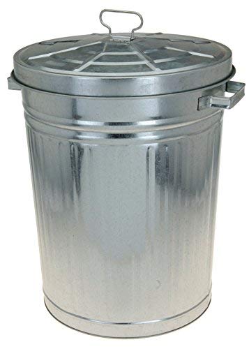 Spetebo Cubo de basura de zinc con tapa – 55 litros – XXL cubo de basura exterior – Cubo de basura de zinc para exteriores