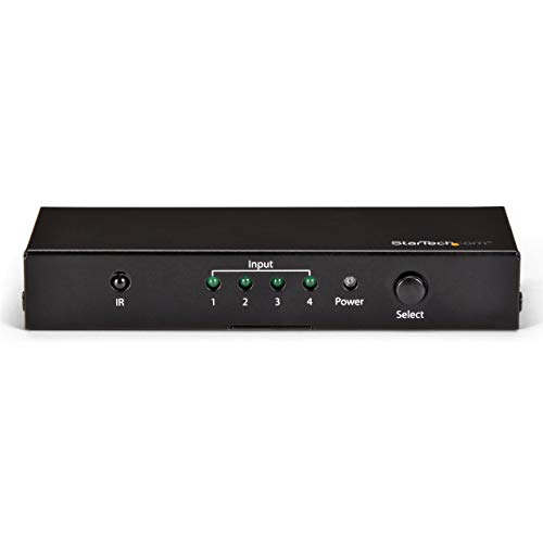 StarTech.com VS421HD20 - Switch conmutador automático HDMI de 4 Puertos, Color Negro