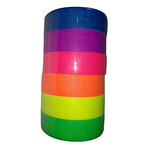 STOBOK 6pcs cinta de enmascarar multicolora cinta de tela fluorescente Washi juego de cintas para Glow Partes Suministros Proyectos de arte (15 mm x 5 m)