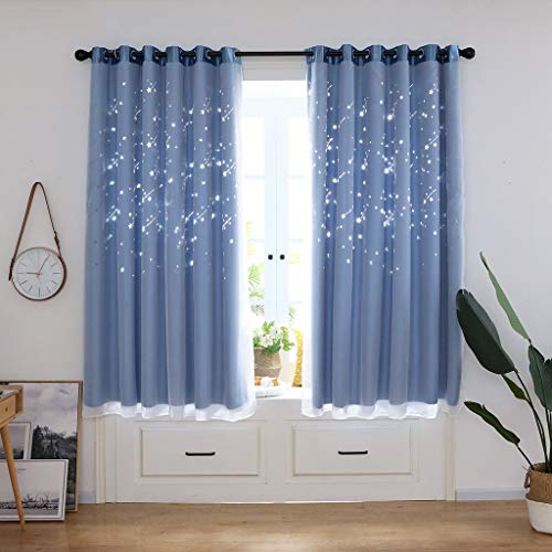 STRIR Cortinas Opacas de Ojales con Aislantes Térmicas para Niños y Ventanas de Salón Dormitorio,100cm de Anchura 200cm de Longitud,1 Piezas (Azul)