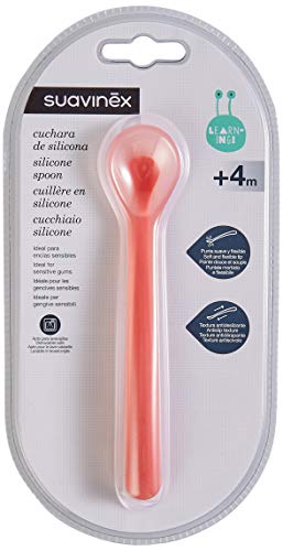 Suavinex - Cuchara Bebé de Silicona. Punta Suave Para Encías Sensibles. Apta Para Lavavajillas , Color Rosa