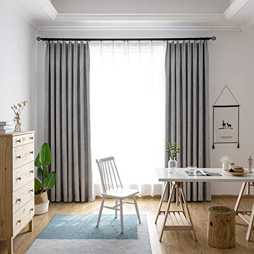 Súper suave aislamiento ventana cuidado dormitorio cortina blackout cornisa blackout cortina sala de estar 2 piezas blanco jacquard moda,Gray,W116xH182cm