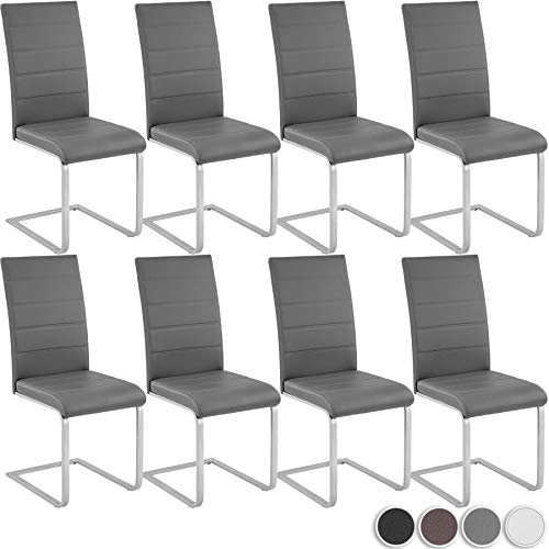 tectake 800883 Ocho sillas de Comedor, Juego de 8 sillas para el salón, Conjunto de Asientos para la Cocina, Set de Muebles de Interior (Gris)