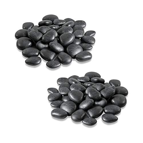 Teraplast - Piedras decorativas para macetas, jardines, acuarios, terrarios y modelismo, plástico reciclado, 2 paquetes, tamaño pequeño, Negro