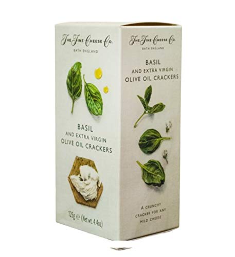 The Fine Cheesse Co - Crackers de aceite de oliva virgen extra y albahaca 125 g - Caja de: 12 unidades