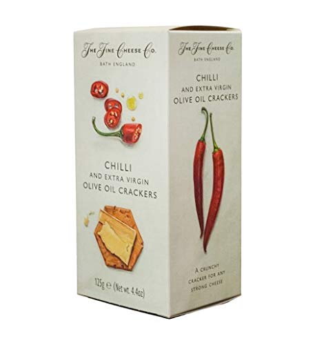 The Fine Cheesse Co - Crackers de aceite de oliva virgen extra y chilli rojo picante 125 g - Caja de: 12 unidades