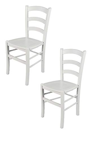 Tommychairs - Set 2 sillas Venezia para Cocina y Comedor, Estructura en Madera de Haya barnizada Color Blanco y Asiento en Madera