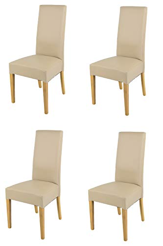 Tommychairs - Set 4 sillas Luisa para Cocina, Comedor, Bar y Restaurante, solida Estructura en Madera de Haya Color Roble y Asiento tapizado en Polipiel Lin