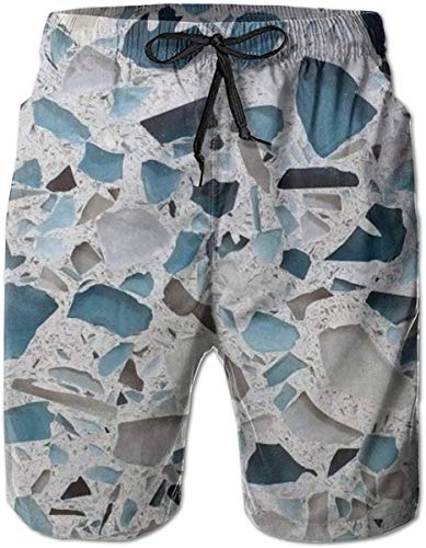 tyui7 Shorts de Playa de Secado rápido para Hombre, bañador (encimeras de Vidrio de mármol)