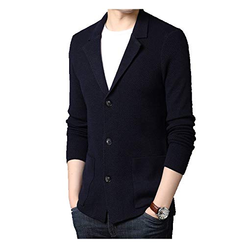 U/A hombres Casual Cardigan suéter de punto con bolsillos botón masculino de color sólido géneros de punto