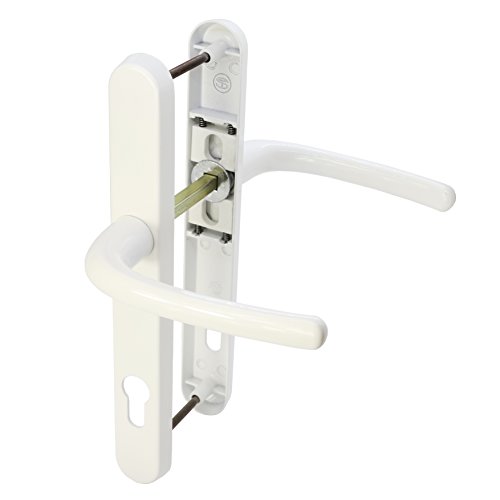 Ultra UPVC - Manilla de puerta con resorte 92PZ de 215 mm para centros de tornillo de doble acristalamiento (blanco)