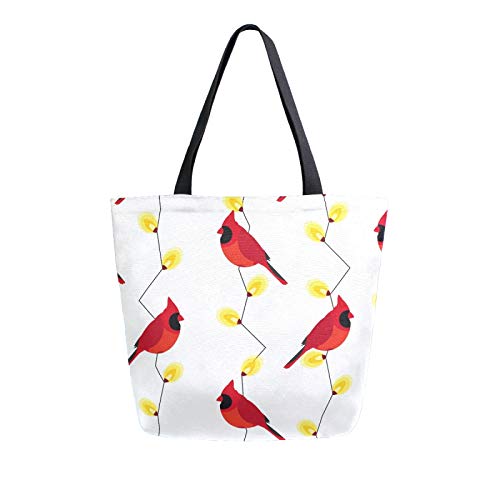 UMIRIKO Cardinal Canvas Tote Bags Bird Yellow Lamp Reutilizable Comercio Bolsa grande Bolsa de hombro Bolsos para Mujeres 2021170