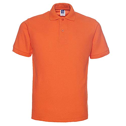 UNKNO Camiseta De Hombre De Algodón con Solapa De Manga Corta-Naranja_S