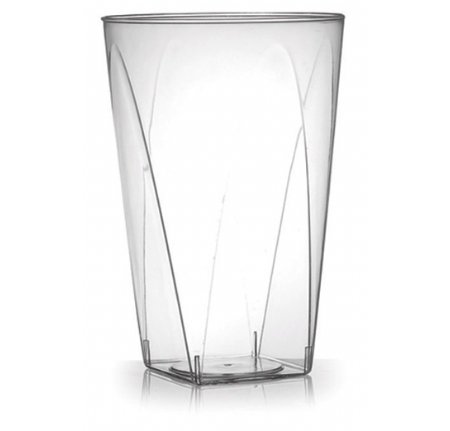 Vasos de plástico rígido para fiesta, transparentes, 40 unidades, 280 ml, parte inferior cuadrada.