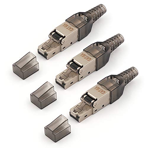 VCE 3 Unidades Conectores RJ45 Cat7 Cat6A Módulo Montaje sin Crimpadora para Cables Ethernet CAT7 CAT6A Keystone Blindados Apantallados