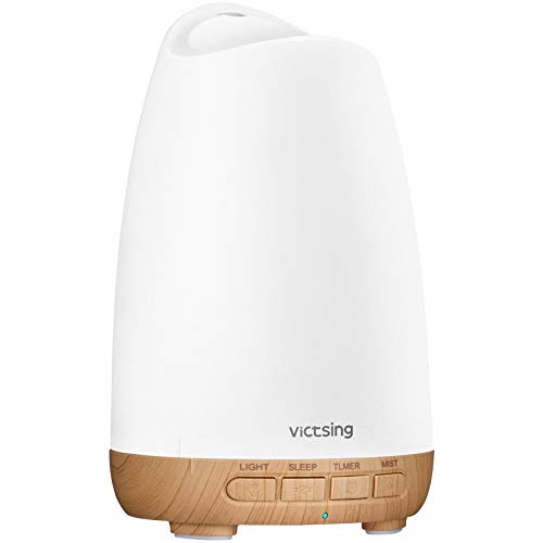 VicTsing 150ml Difusor de Aromas, Ultra Silencioso (21dB) Humidificador Aceites Esenciales, BPA-Free Difusor Aceites Esenciales, Difusor Aceites Esenciales Ultrasonico con LED de 8 Colores - Cúrcuma