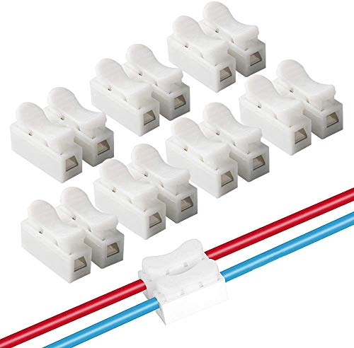 VIPMOON 100pcs CH2 Conectores de alambre del resorte Conector del bloque de terminales del cable eléctrico Conector del cable de la luz de tira del LED Conectando