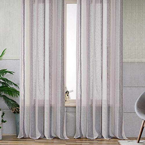 Viste tu hogar Pack 2 Cortina Decorativa Semitranslucida con Ojales, Estilo Simple y Elegante, para Salón, Habitación y Dormitorio, 2 Piezas, 150X260 CM, Color Gris