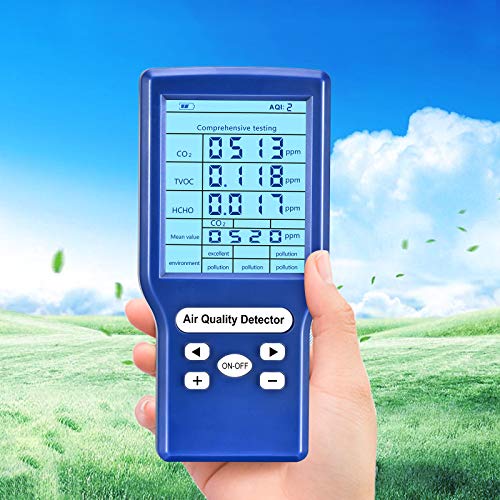 Vogvigo Monitor de Calidad del Aire Probador preciso para formaldehído de CO2 (HCHO) Medidores TVOC ppm Mini Detector de dióxido de Carbono Analizador de Gas Probador de Calidad del Aire portátil