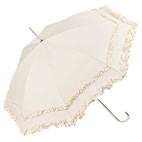 VON LILIENFELD® Paraguas de Iluvia Largo Clásico Automático Grande Estable Ligero Sombrilla Boda Nupcial Mary Crema