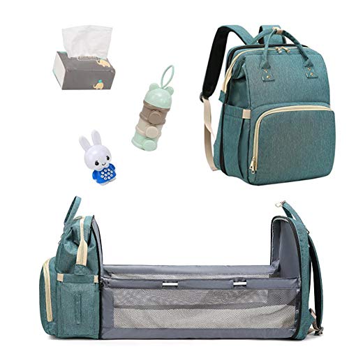 waysad Mochila Mami Multiuso de con Cama Plegable Gran Capacidad Bebe De Viaje Cuna Bolsa De Pañales Portátil Cuna para Bebé, Mochila De Bebé Cama Plegable De Cuna Bolsa De Momia