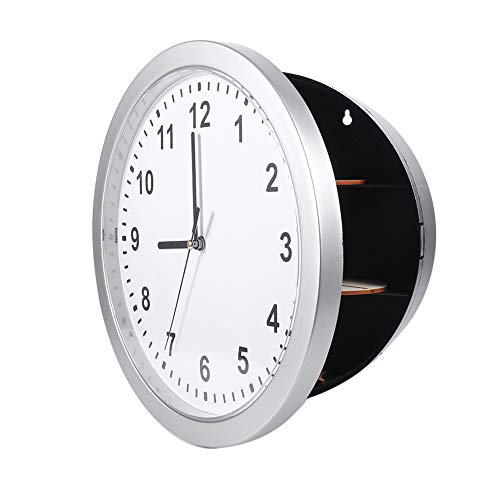 Weikeya Reloj Seguro, 25 * 7 cm, Compartimento abs, Reloj de Cuarzo, Moderno para Guardar Dinero, Joyas, Objetos de Valor, Almacenamiento en Efectivo (Plata)