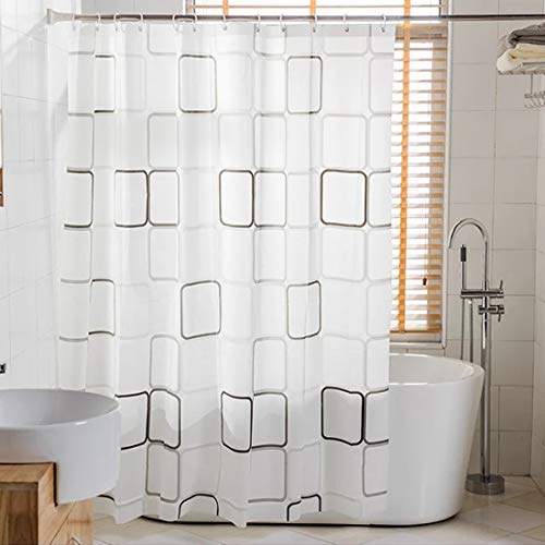 WEIXINHAI Cortina De Ducha Cortinas De Baño Impermeable - 180X180 cm PEVA Prueba de Moho Impermeable al Baño,Antimoho,Antibacteriano,con 12 Ganchos