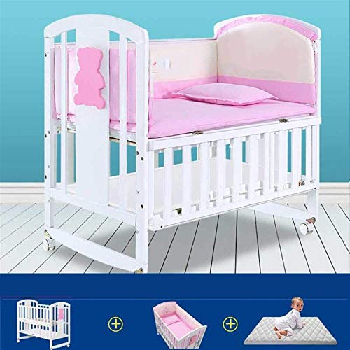 WJMLS 3-en-1 Mini Cuna, Cuna Juego de Cama de Madera Maciza Cama de bebé, Infantil Multi-funcionales, sólido Pino construcción, W/Side Seguridad barandales, Incluye colchón, for los niños de los muc