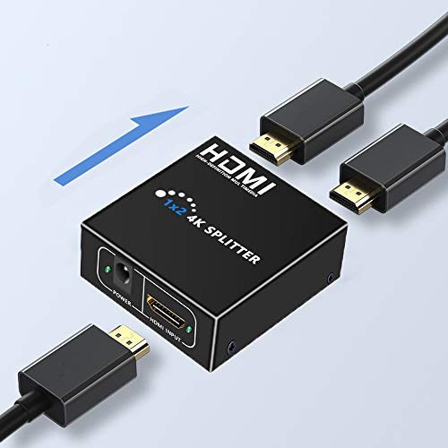 Xinhongzhan Splitter HDMI 4K Divisor HDMI 4K para Dos monitores, 1 Divisor HDMI 1 a 2 Amplificador para Full HD 1080p 3D