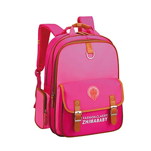 Yamyannie-CSB Mochila Escolar para niños, Escuela Primaria, Estudiante, Mochila para niñas y niños Impermeable Preppy School, Nailon, Rosa, 38 * 28 * 13cm