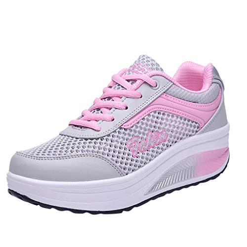 YWLINK Zapatillas De Deporte Transpirables De Malla De Moda para Mujer Zapatos Ocasionales Zapatillas Estudiantes Fondo Grueso Fiesta De CumpleañOs Corriendo Ciclismo Antideslizante(Rosado,38EU)