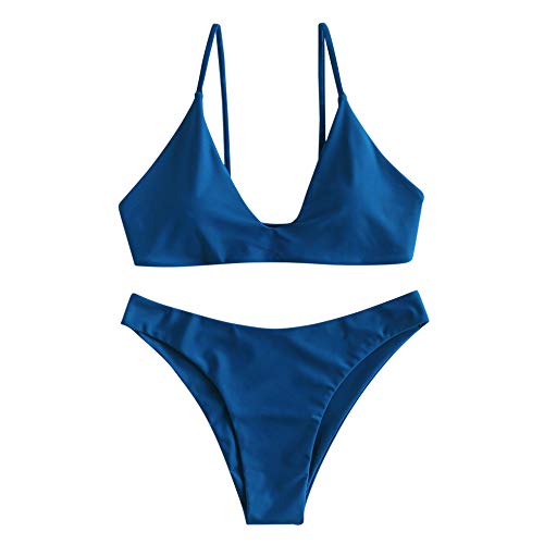 ZAFUL Conjunto de bikini de dos piezas para mujer con sujetador de corte alto y acolchado