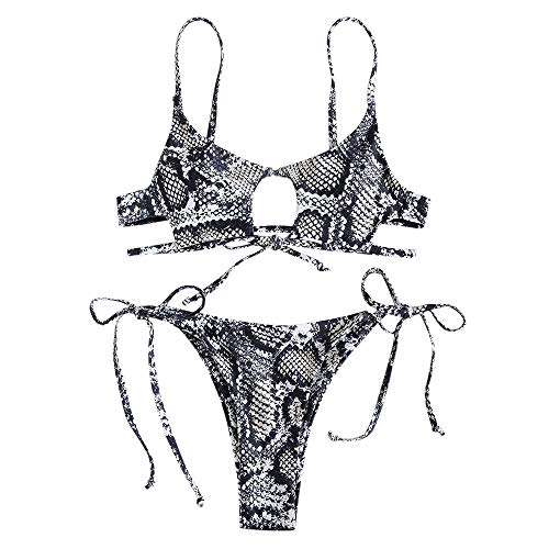 ZAFUL Conjunto de bikini para mujer con diseño de dálmata. gris M