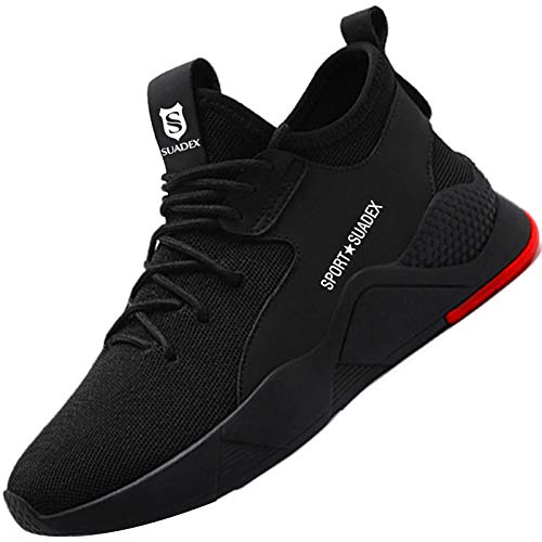 Zapatos de Seguridad Hombre Trabajo Cómodas, Zapatillas de Trabajo con Punta de Acero Ultraligero Transpirables, 36-48